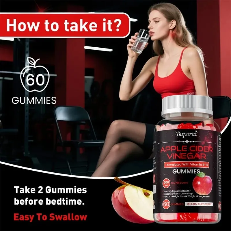 Apple Cider Vinegar Gummies - Promotes Digestive Health Relieves Bloating and Constipation Burns Fat Weight Management
