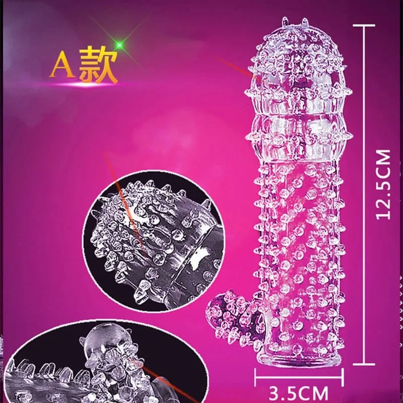 Adult Penis Sleeve Reusable Condoms Sex Toys for Men Delay Ejaculation G Spot Stimulation Safer Contraception Cock Ring Extender — image 3