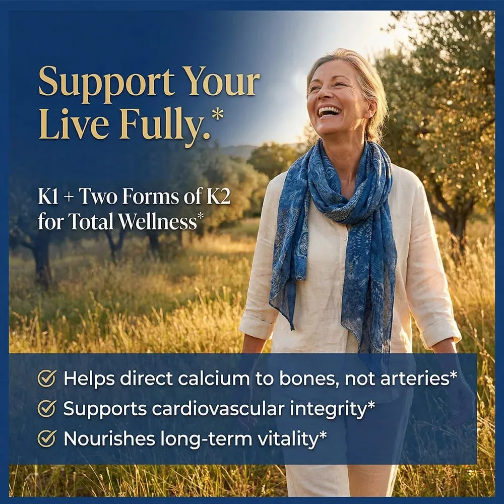 Vitamin K2 (MK-4 & MK-7) Capsules High Absorption Supplement for Bone Density Teeth Joint Cardiovascular & Immune Health