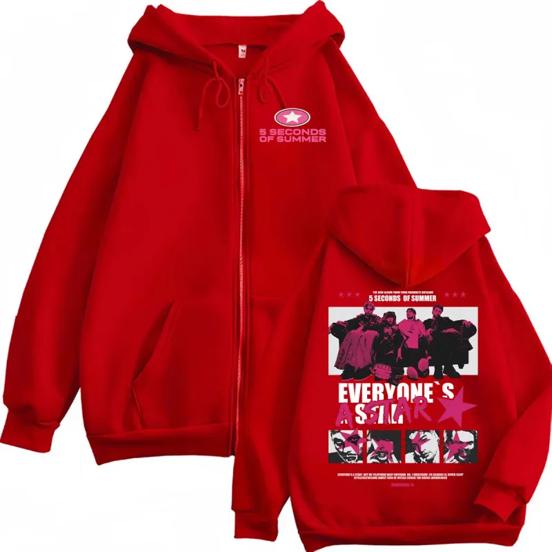 5 Seconds of Summer Everyone's A Star 2026 World Tour Zipper Hoodies Mantel Männer Frauen Harajuku Hip Hop Rock Punk Jacke Sweatshirt