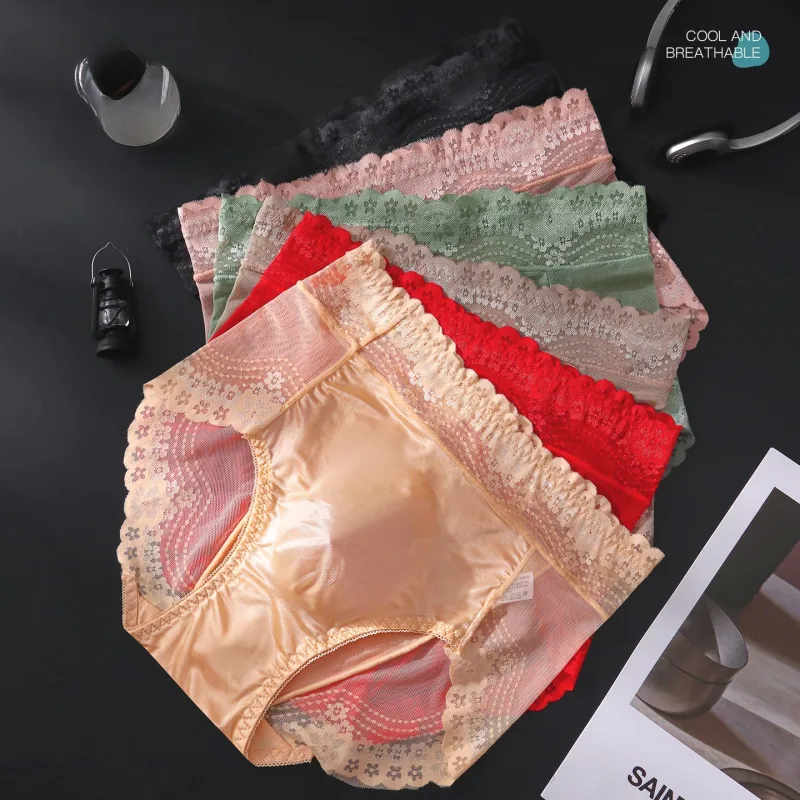 Flower Lace Mesh Hollow Out Sexy Men's Underwear Ice Silk Breathable Seamless Manipis na Triangle na Pantalon Malambot Traceless Panlalaki Briefs