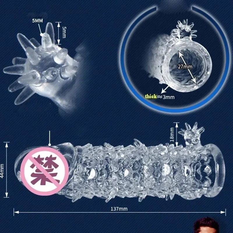 4 Types Thicken Penis Enlarge Sleeve Reusable Condom Cock Extender Delay Ejaculation Sex Toys for Men Intimate Goods — image 2