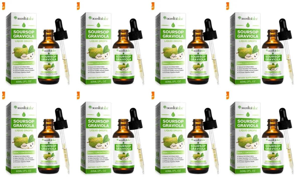 Acentiallabs ขายร้อน 60ml Soursop Bitter Liquid หยดผลิตภัณฑ์เสริมอาหาร 100% Pure Organic Soursop Graviola Extract สำหรับ Adlut
