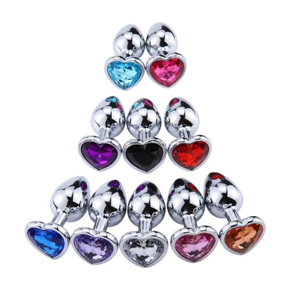 Metal Anal Plug for Beginner Crystal Heart Shape Butt Plug Masturbation Stimulator For Women Dildo Sex Toy Men Prostate Massager — image 1