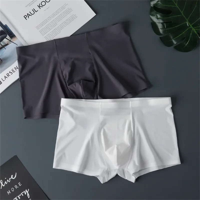 3PCS Hohe Qualität männer Eis Seide Unterwäsche Sommer Dünne Atmungsaktive Nahtlose Höschen Sexy Männliche Unterhose Plus Größe