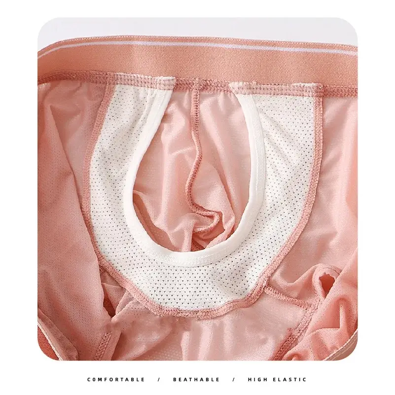 1 PCS Ice Silk Space Capsule Underwear Men's Compartment Solid Summer Breathable Ultra-thin Boxers Shorts Transparentes Hombre