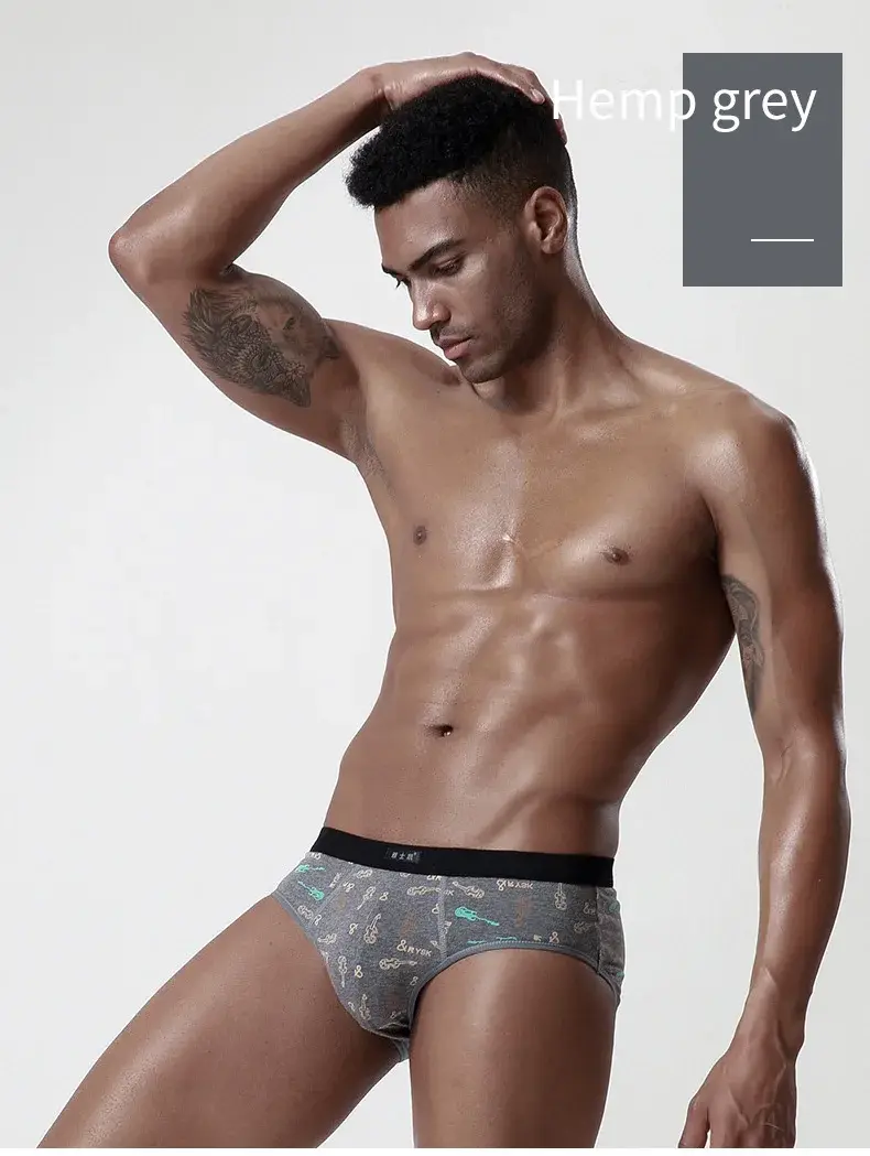 Cotton Man's Underwear Plus Size Briefs Sexy Underpants Breathable Briefs Bikini Gay Print Shorts Cueca Male Panties — image 10