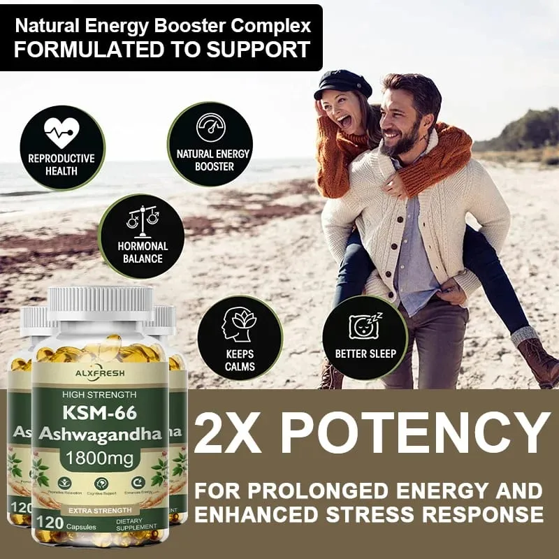 KSM-66 Capsule di Ashwagandha organiche con zinco | Vegano non OGM | Integratore sanitario dalla formula premium