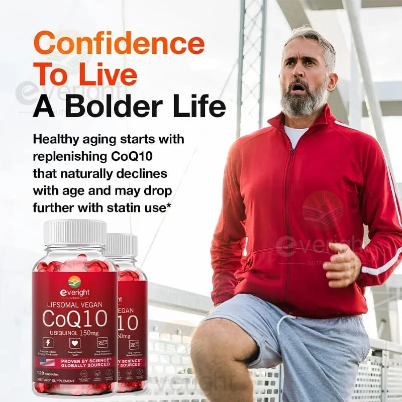 Liposomal CoQ10 150mg Capsules High Absorption Ubiquinol Coenzyme Q10 for Antioxidant Heart Function & Energy Production
