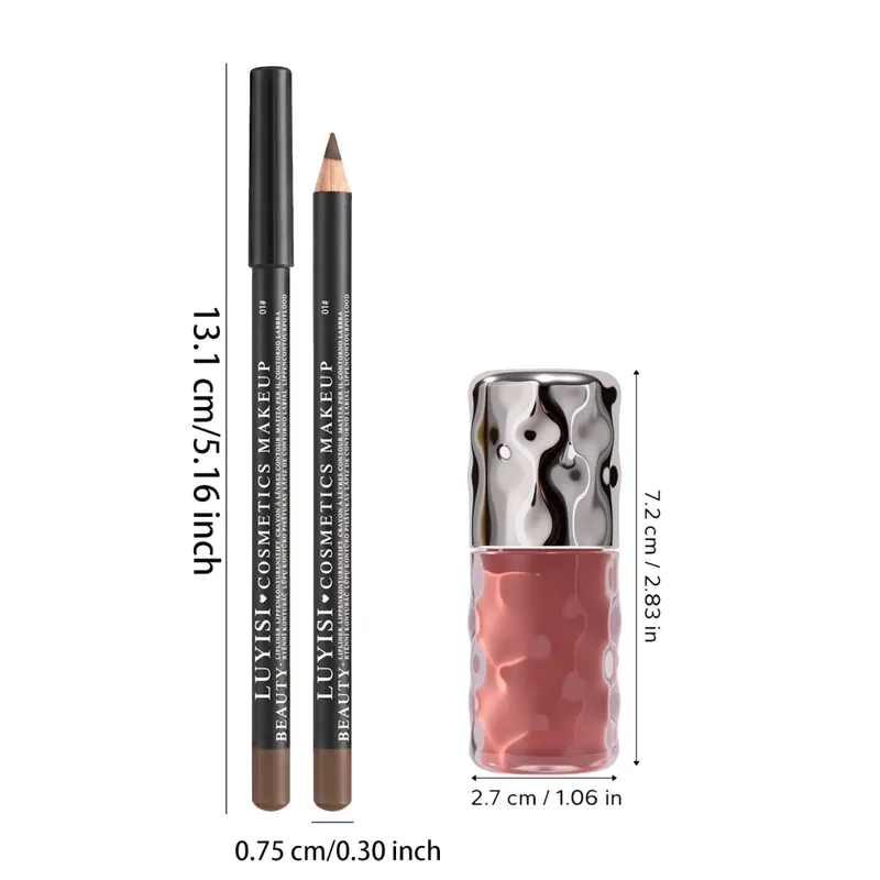 Dairy Lip Kit Set-1pc Matte Lip Liner+1pc Hydrating Lip Gloss Assorted Color Velvet Definition&Glassy Shine Nourishing Formula