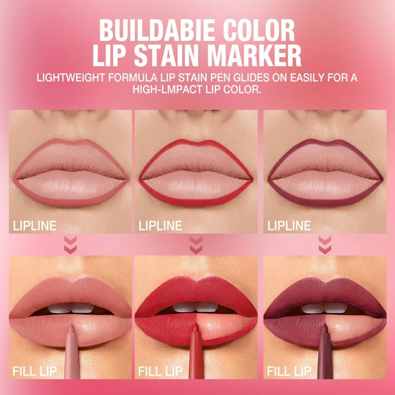 12-color Matte Lip Liner Waterproof Plumping Stain Lipstick Natural Nude Pink Lip Liner Professional Outline Lips Contour Makeup