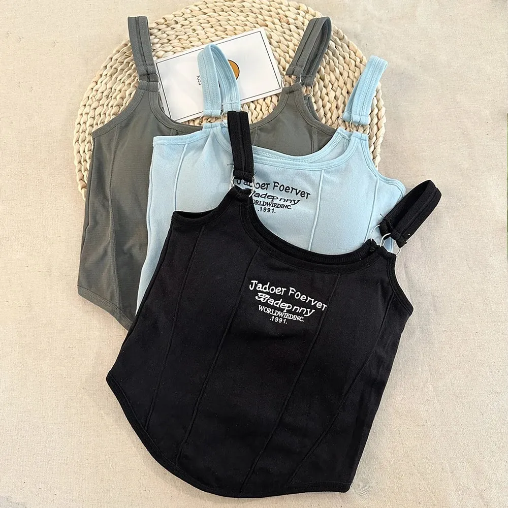 Brief Afdrukken Crop Tops Vrouwen Zomer Tops Sexy Hemdje Vierkante Kraag Tank Top Y2K Naadloze Vrouwelijke Crop Tops Gewatteerde Mode — image 3