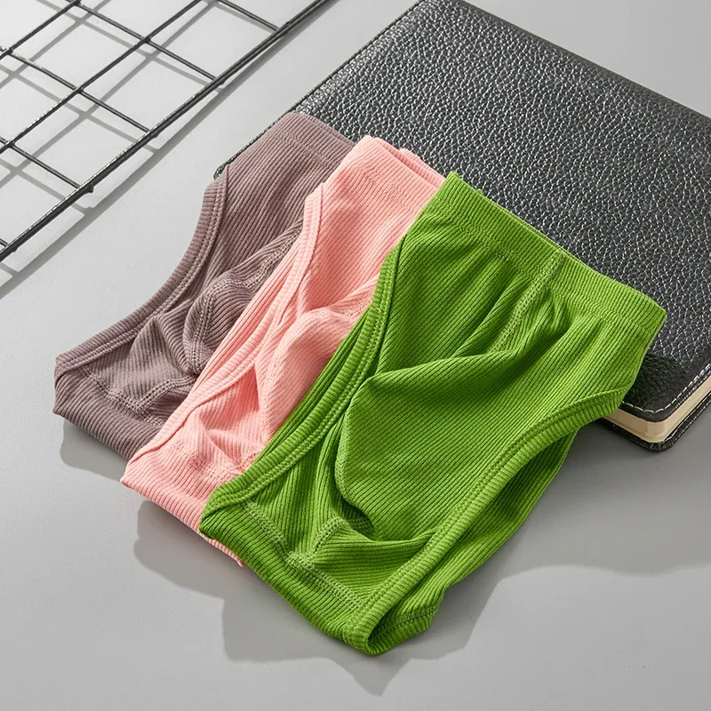 Mens Underwear Solid Color Low Waist Sweat-absorbing Large U Convex Pouch Sexy Mens Briefs — image 6
