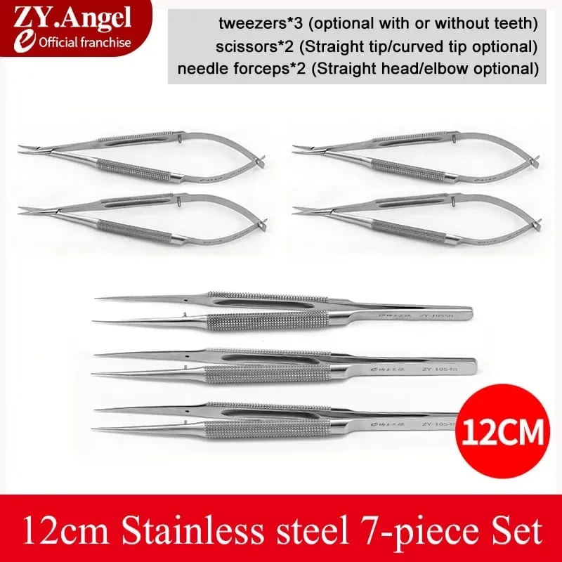 Ophthalmic Microsurgery Instruments Scissors Needle Holders Tweezers Stainless Steel 4/6/8 Piece Set Of Ophthalmic Surgical Tool