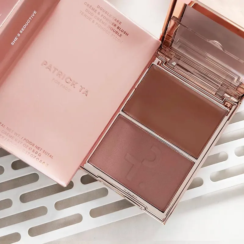 Patrick 2 in 1 Cream & Powder Blush Palette Dual Cheek Blush Duo Lasting Natural Brightening TA Makeup Cosmetics She's That Girl