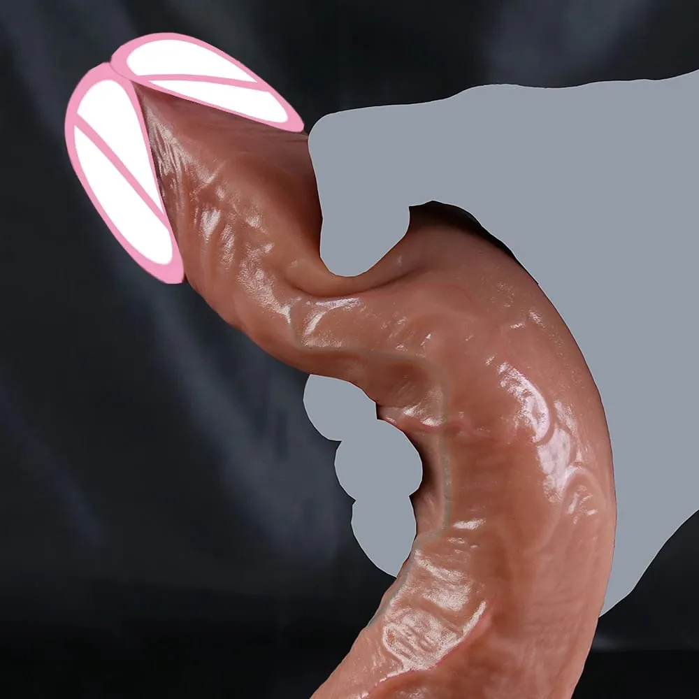 S/M/L Kulit Berasa Realistik Dildo Zakar Lembut Besar Silikon Ganda Mainan Seks Dewasa Dengan Cawan Sedut Dubur Batang untuk Wanita Pelancap