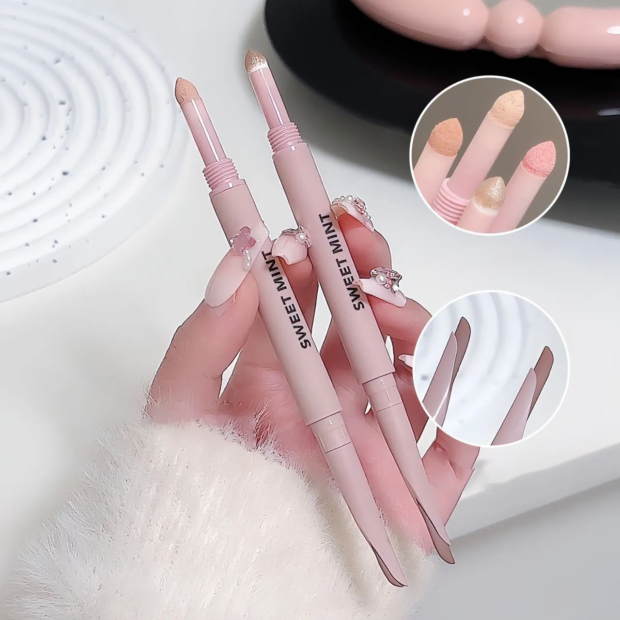 Sweetmint Meniscus Double-ended Silkworm Eyemakeup Highlight Naturally Brightening Long-lasting Eye Makeup Two-in-One