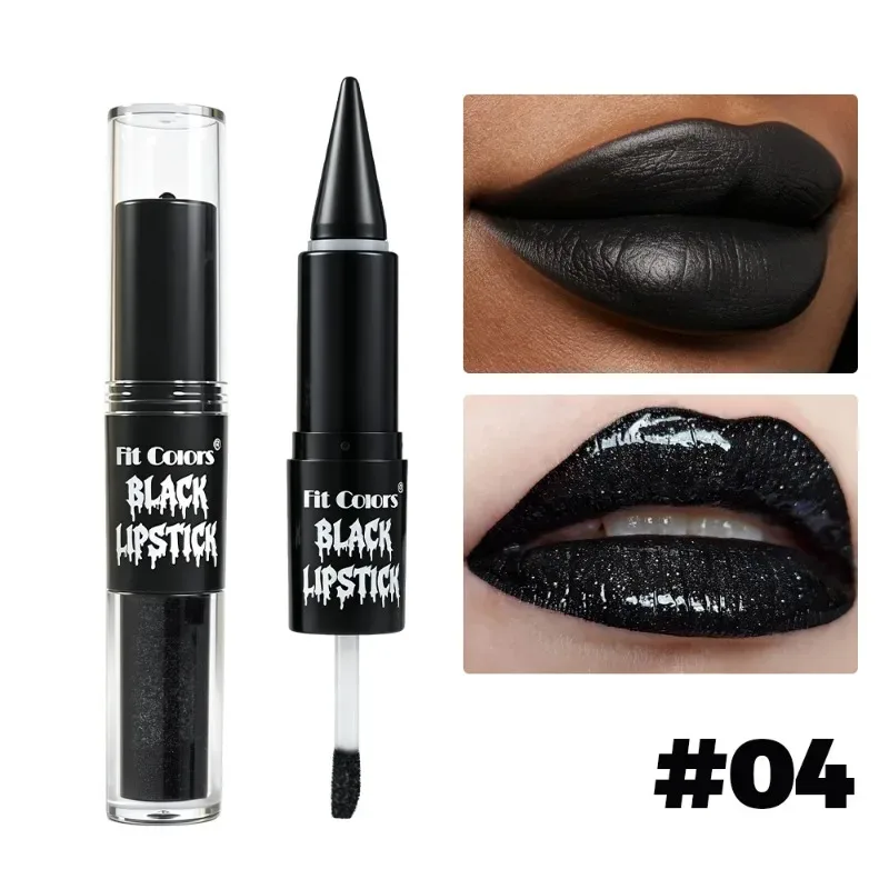 Halloween 2-in-1 Lip Gloss Matte Lip Liner Long Lasting Waterproof Liquid Lipstick Moisturizing Shiny Lip Oil for Party Makeup
