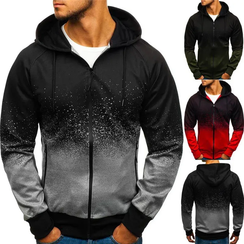 2025 อินเทรนด์ซิปHoodiesฤดูใบไม้ผลิและฤดูใบไม้ร่วงชายใหม่GradientสีHooded Coat VOLCOMพิมพ์Streetwearแจ็คเก็ต