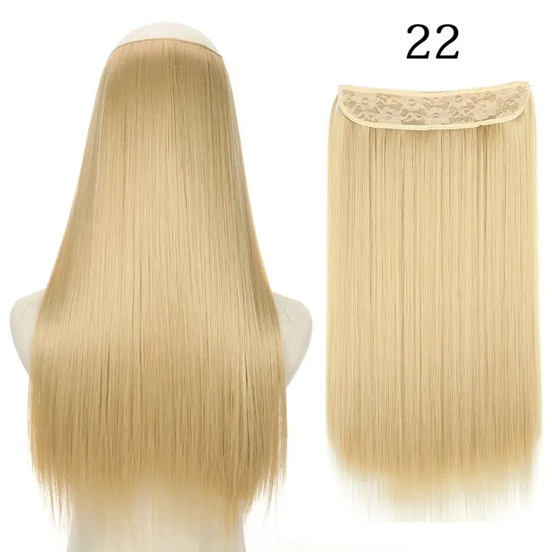 Synthetic Long Straight No Clip Invisible Line Hair Extensions 40 55 80cm Natural Brown Blonde Fake Hairpiece For Women
