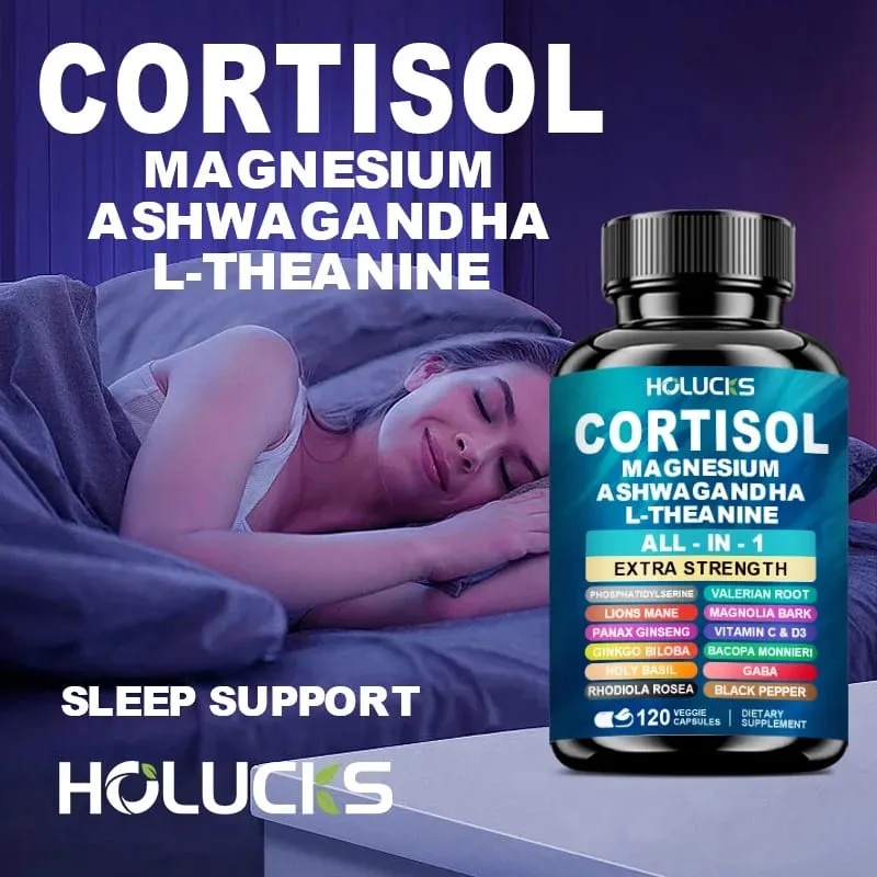 Natural Cortisol Supplement Support Enhances Cognitive Function Memory Reduces Nighttime Awakening & Morning Anxiety Vegan