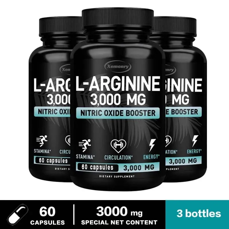 L-Arginine Capsules 3000mg - Nitric Oxide Boosters - Improve Energy Endurance Performance Build Muscle Mass — image 10