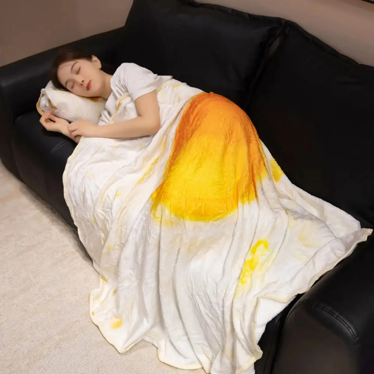 3D Lifelike Plush Chinese Cabbage Watermelon Blanket Simulation Stuffed Poached Egg Throw Pillow with Blanket 2 In 1 Cushion — image 3