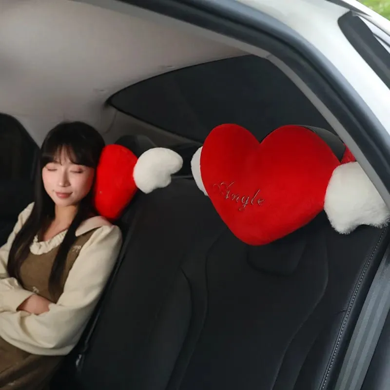 Cute Angel Heart Plush Pillow with Wings Soft Fluffy Love Heart Stuffed Cushion Car Sofa Home Decor Valentine Creative Gift