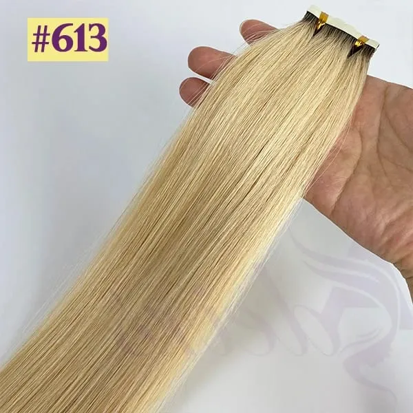Mini Tape In Hair Extensions Really Human Hair Extensions Black Brown Blonde Invisible Tape In Straight 16"-26" For Salon