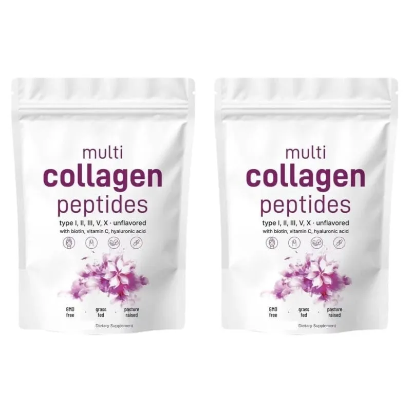 Multi Collagen Peptides Pulver Typer I II III V med Biotin Vitamin C & Hyaluronsyra Stöder Hud Hår Naglar för Män Kvinnor