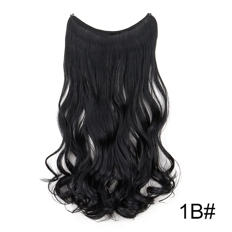 18Inch Synthetic Long Wavy Curly Halo Hair Invisible Fish Line Hair Extensions Heat Resistant Fiber Hairpiece For Women — image 10