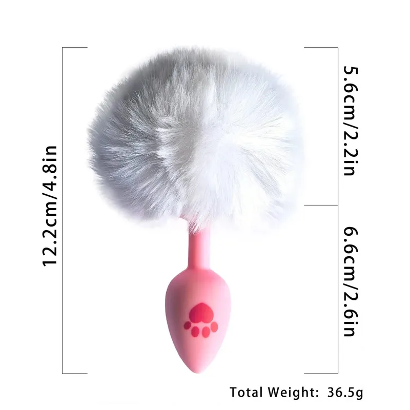 Metal Anal Plug with Long Fluffy Tail – Fox Tail Butt Plug for Cosplay Role Play BDSM Adult Toy