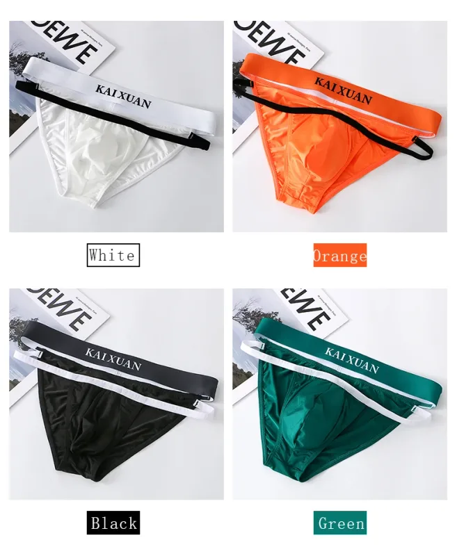 Fashion Men's Underwear Breathable Ice Silk Underpants Soft and Comfortable Briefs