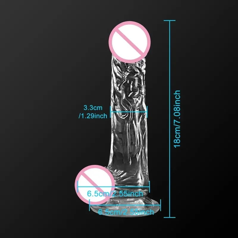 Jelly Dildo 4 Sizes Transparent Soft Realistic Penis Fake Dick Butt Plug for Woman Men Gay Sex Toys Female Vagina Anal Sex Toys