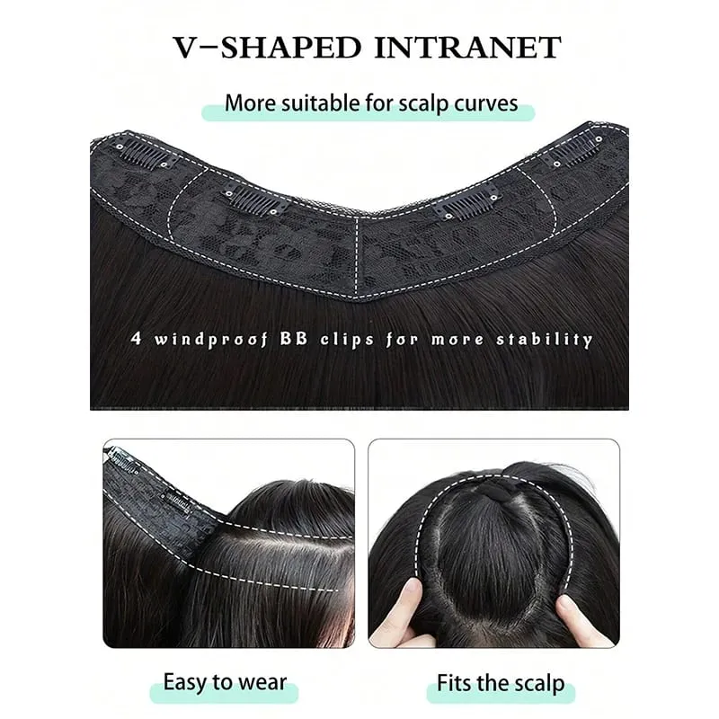 Long Straight Clip-in Hair Extensions Synthetic U Part Hairpieces for Women 22 Inch Gorgeous Fluffy Layer Wigs Party Daily Use