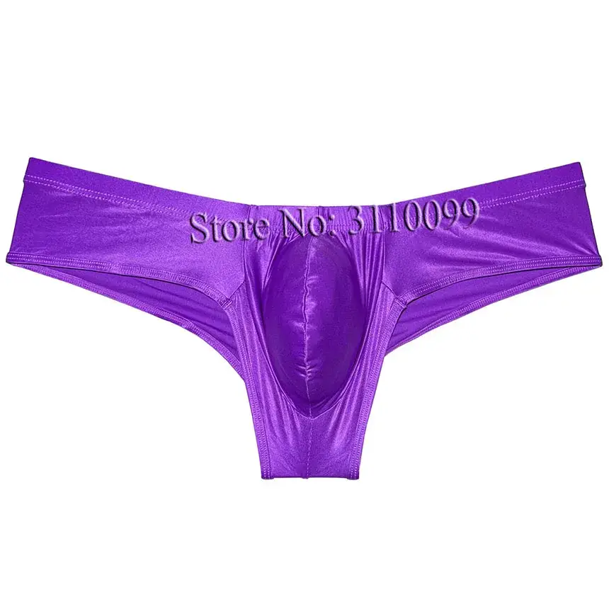 Men's Shiny Silk Mini Bikini Boxer Briefs Underwear Enhance Pouch Bikini Boxers