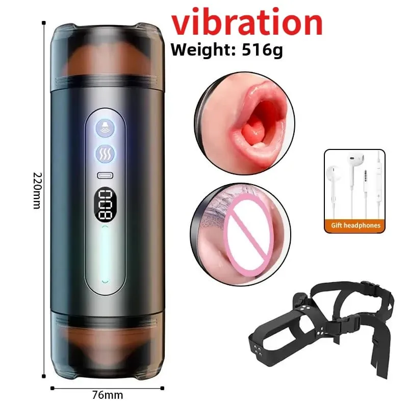 2 IN 1 Realistico Artificiale Della Vagina per Gli Uomini Tazza del Masturbatore Gola Profonda Pompino Massaggiatore Figa Tascabile Pene Erotico Giocattoli Del Sesso Per Adulti