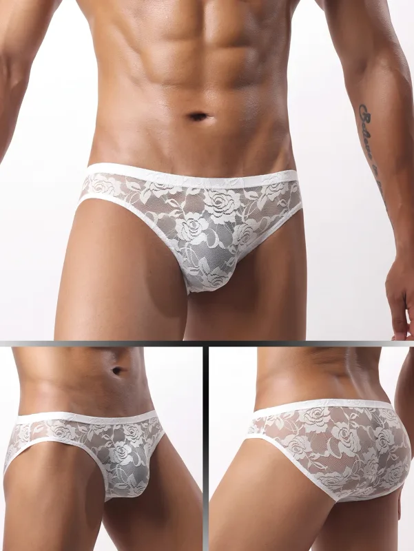 4pcs Sexy Men's Briefs Soft Breathable Lace Underwear Men's Hot Hips Transparent Jockstrap Sexy Colorful Undies Cueca E114