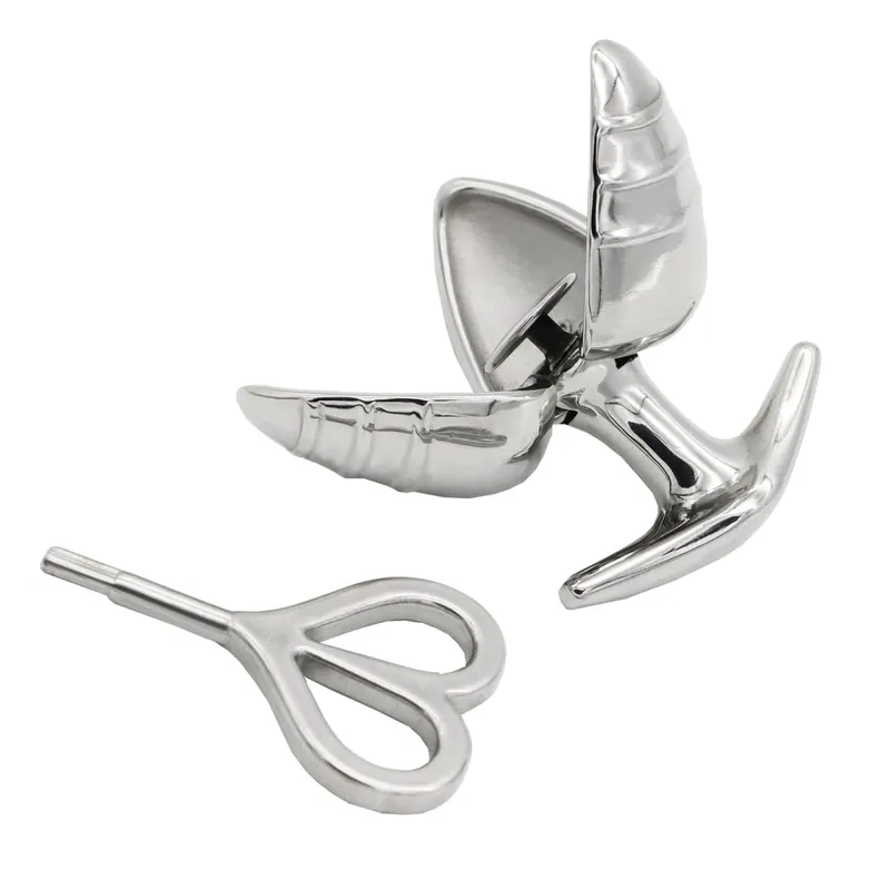 Happygo Newest Wide Opening Stainless Steel Vaginal Anal Dilator Openable Anal Plugs Heavy Anus Beads Lock Anal Sex Toys