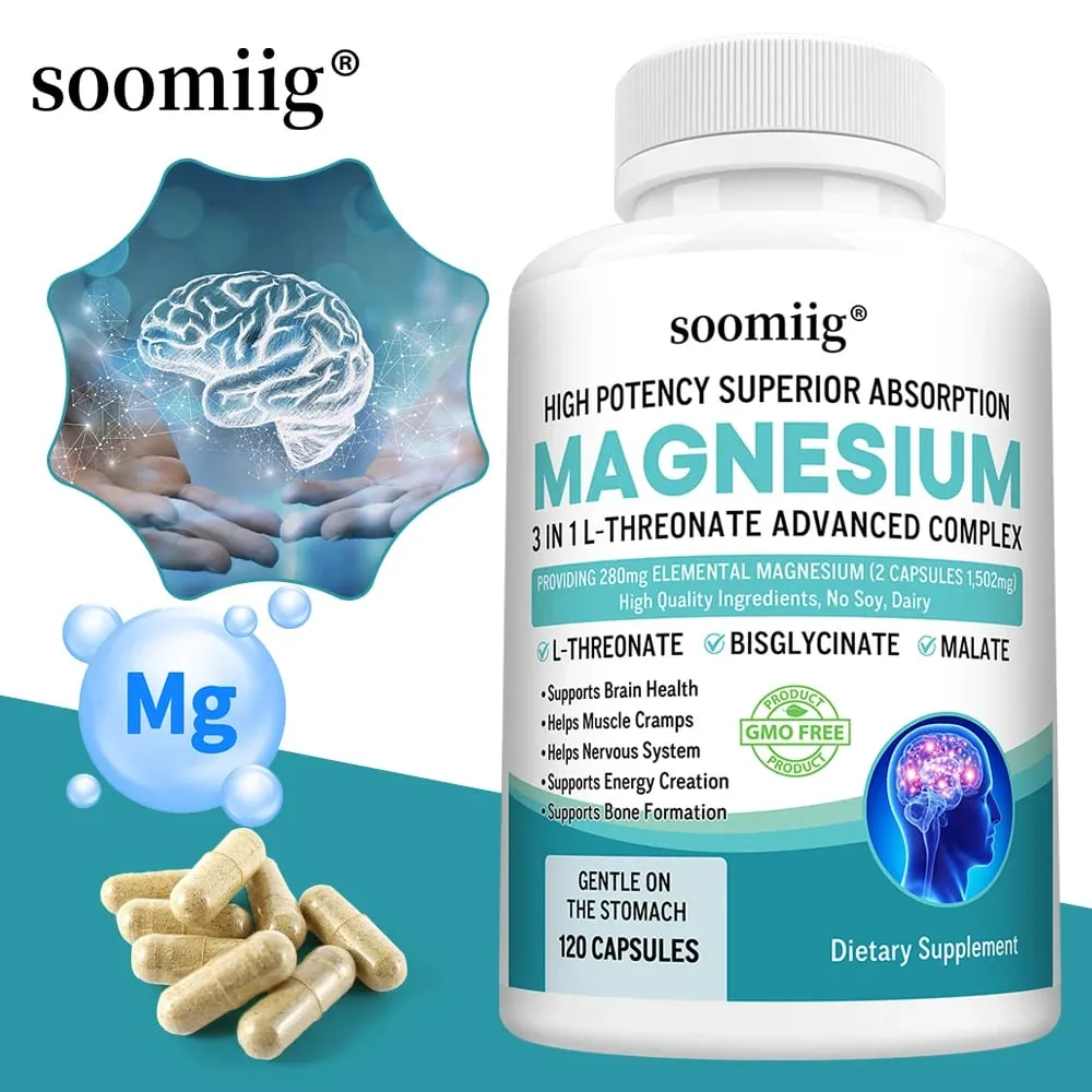 Magnesium L-Threonate+Glycinate+Malate - Improves Sleep Quality Supports Memory and Cognitive Function Promote Brain Health