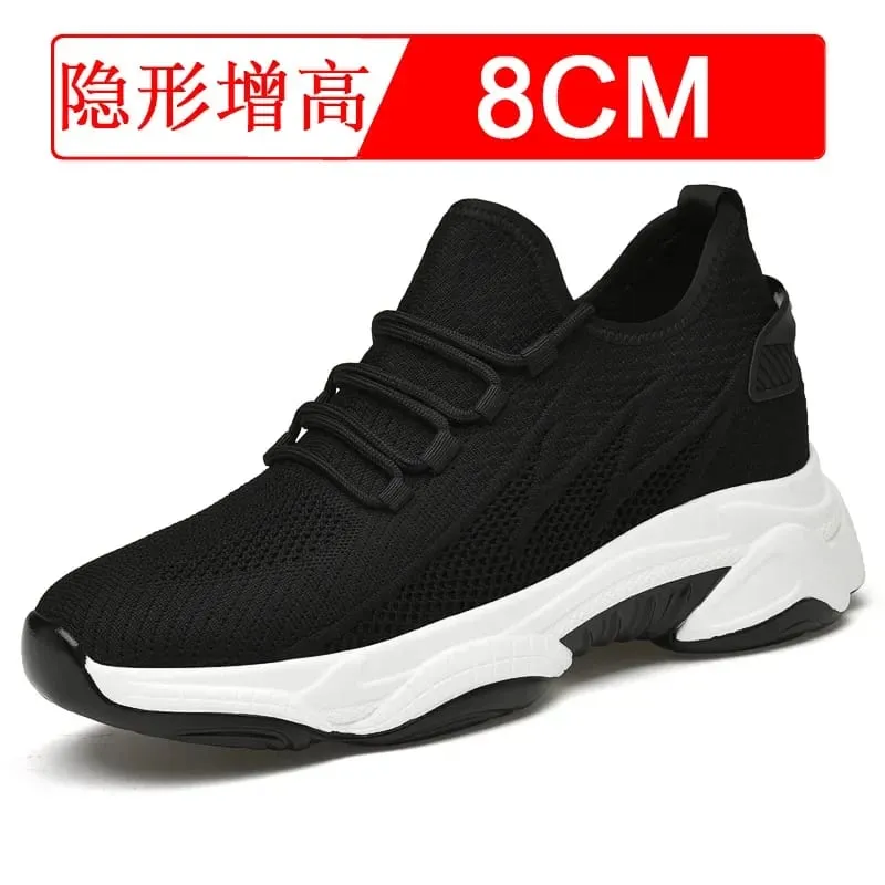 Men's Invisible Height Increasing Casual Shoes 10cm Elevator Breathable Mesh Upper Walking Shoes with Soft Bottom