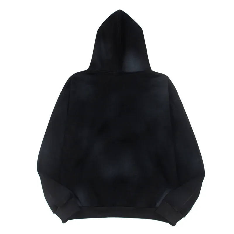 Hoodies Pullover 26ss Vintage Embroidery Leather Pattern Glittering Diamond Print Men's Hooded Hip Hop Style Sweatshirts