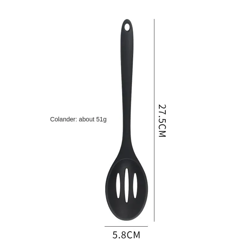 8ps Household black Silicone kitchenware 8-piece set of Chinese spaghetti spoon salad spaghetti spaghetti spaghetti，Rice spoon，