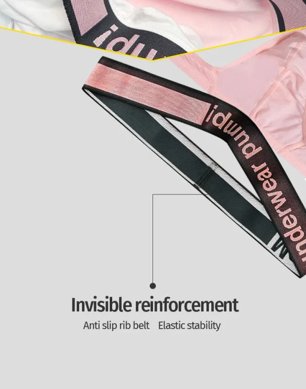 Trendy Little Triangle da uomo a vita bassa a vita bassa, vestibilità aderente, fascia elastica per sollevamento dell'anca, scollo a V sfumato rosa