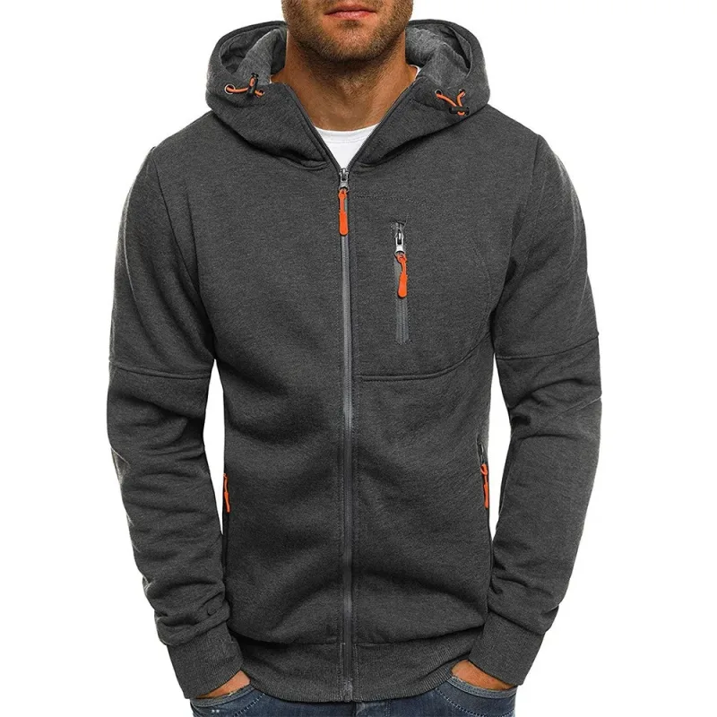 Homme Pull Cardigan Veste À Capuche Poche Zippée Veste Jacquard Sport Fitness Loisirs De Plein Air Course Couleur Unie Vêtements De Sport