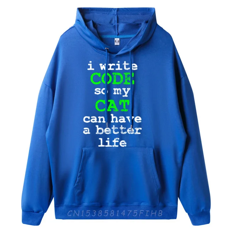 Code Coding Programmer Computer Science Cat Vintage Graphic Sweatshirts Men Oversize Man Hoodies Valentines Day