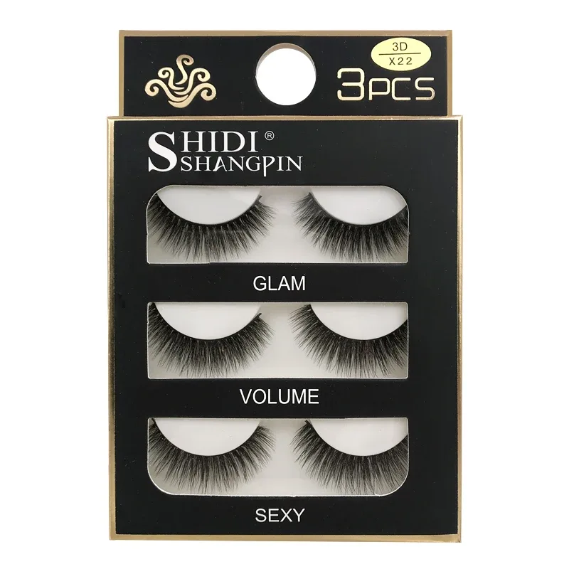 Faux Cils 3 Pairs False Eyelashes Natural Long 3D Mink Lashes Soft Fluffy Wispy Handmade Fake Lashes Eye Makeup Tools Maquiagem