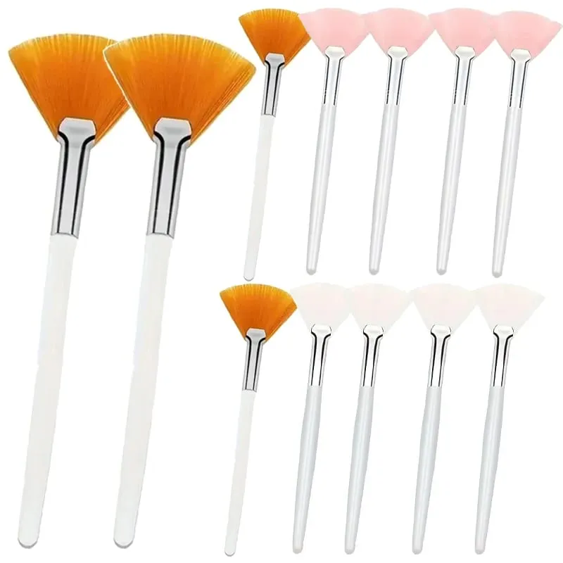 3/6/12pcs Practical Facial Brushes Fan Shape Brush Flat Head Face Mask Applicator Soft Portable Mask Brushes Cosmetic Tools