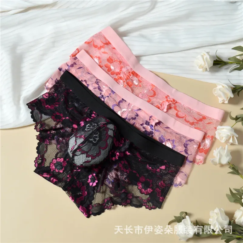Pakaian Dalam Seksi Berenda Celana Dalam Kantung Pria Halus Celana Dalam Pria Bunga Tipis Perspektif Celana Dalam Bersirkulasi Jaring Godaan