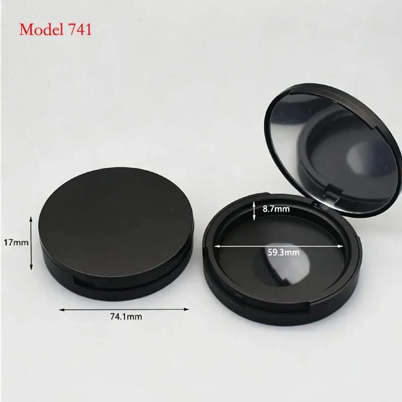 Batch Price For Black Color Round Shape Plastic Makeup Packaging Empty Compact Powder Case Powder Blusher Container
